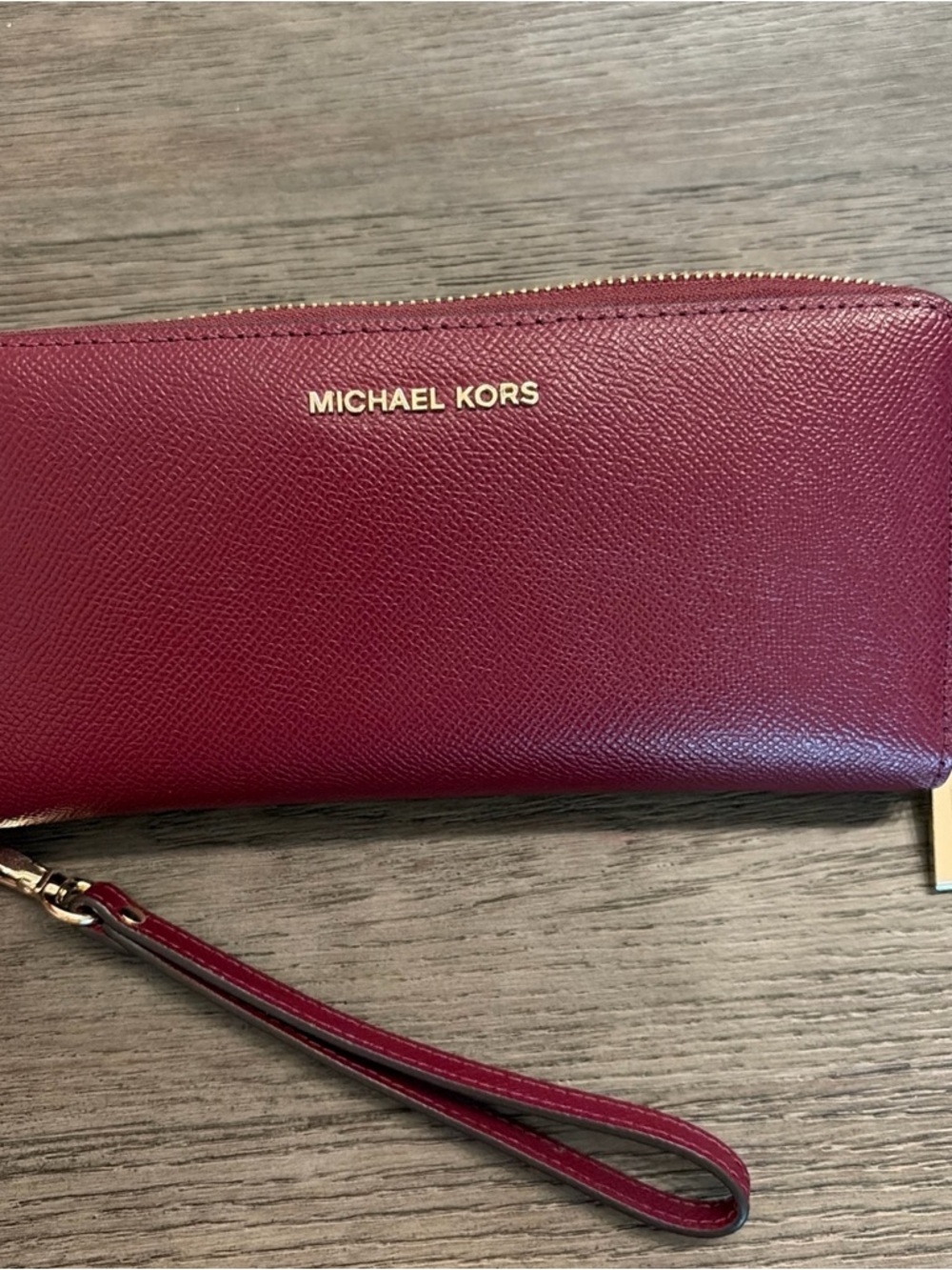 Michael Kors Large Jet Set Travel Leather Continental Wallet - burgundy